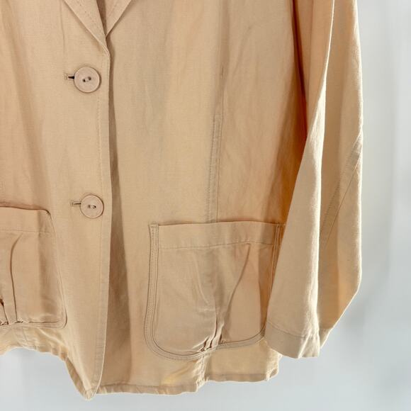 Talbots Irish Linen Blazer 16 16W 16WP Petite Jacket Cream White Beige Coastal - Picture 6 of 7